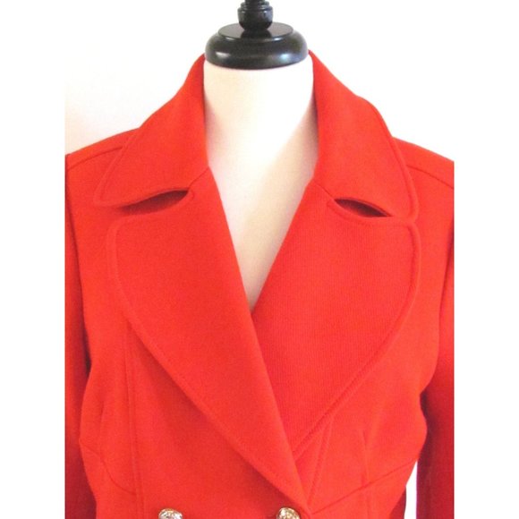 Diane Von Furstenberg Red Wool Double Breasted Notched Collar Coat Size 10.R - Picture 3 of 12